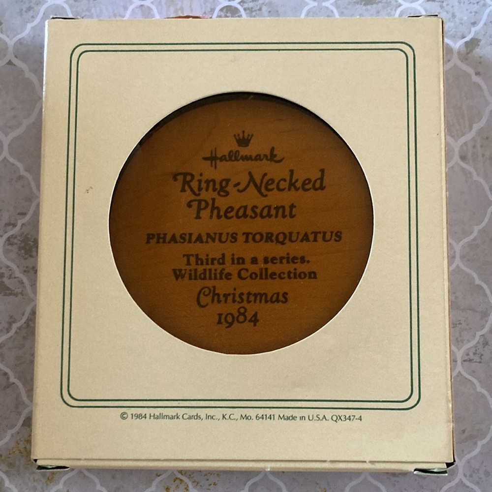 💜VTG Hallmark Ring-Necked Pheasant Wooden Ornament,1984 - Picture 4 of 4